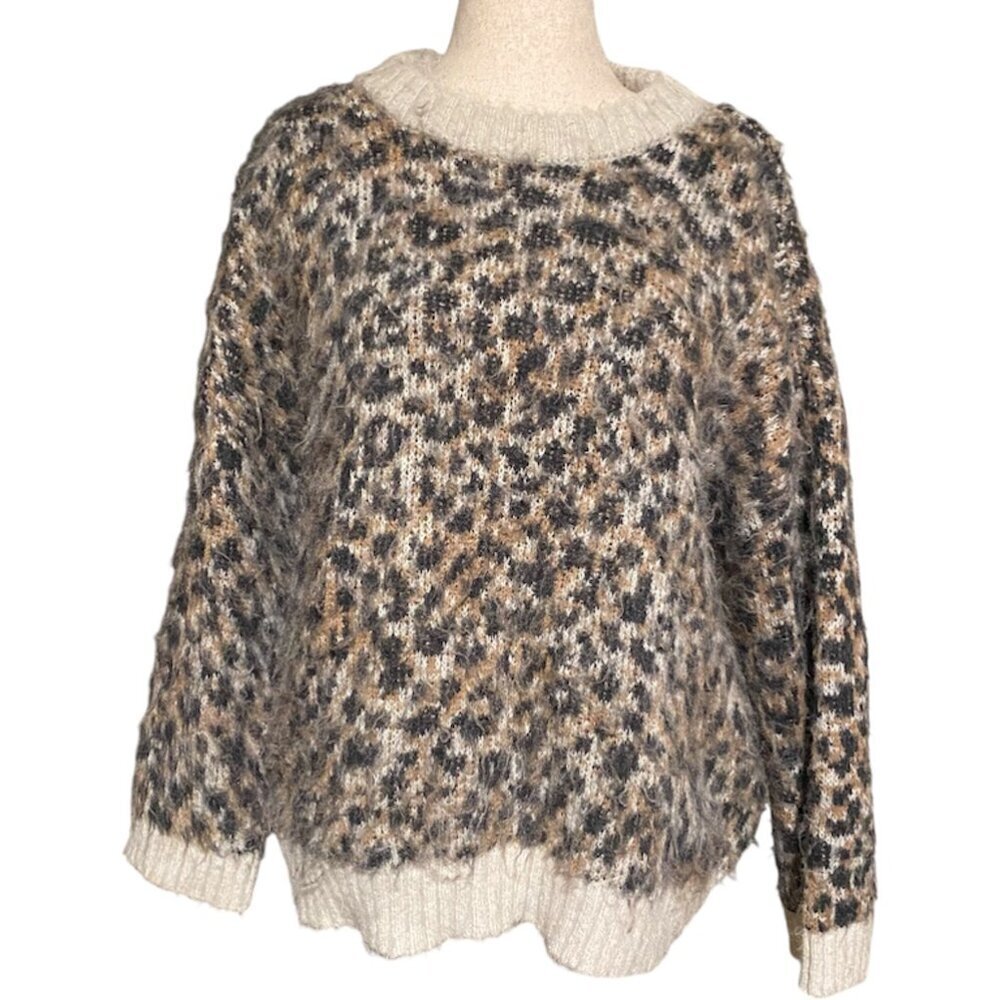 Wild Fable Fuzzy Leopard Print Sweater Size XXL